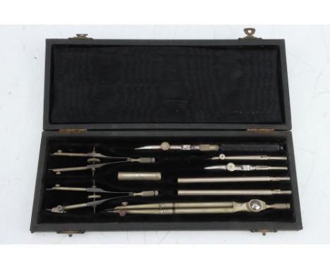 Four Sets of Drawing Instruments, a good set, probably Thornton, with road pen, curve pen, proportional dividers etc, ste by 