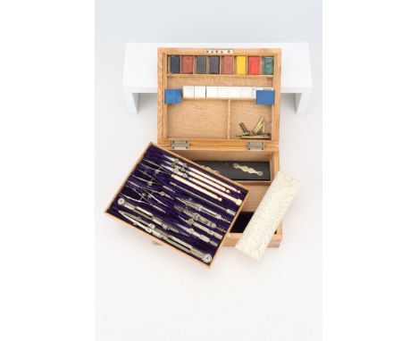 A Good set of Drawing Instruments by Stanley [CITES], including road pen, dotting pen, a set of Stationary Office watercolour