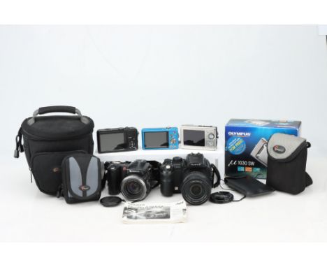 A Selection of Five Digital Cameras, to include a Fujifilm Finepix 6900z, a Fujifilm Finepix S9600, a nOlympus Mju 1030 SW, a