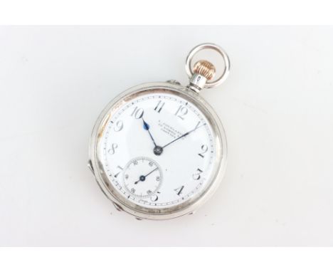 A Lady's Continental Crown Wind Open Faced Fob Watch the Arabic numeral dial with subsidiary seconds dial marked L. Courlande