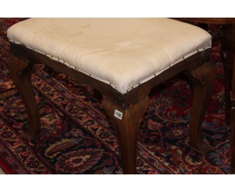 A GEORGIAN STYLE WALNUT FRAMED DRESSING STOOL STAMPED GILLOW
