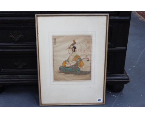 DORSEY POTTER TYSON. (1891-1969). ORIENTAL MUSICIAN. COLOUR ETCHING. SIGNED IN PENCIL. EDITION 21/100