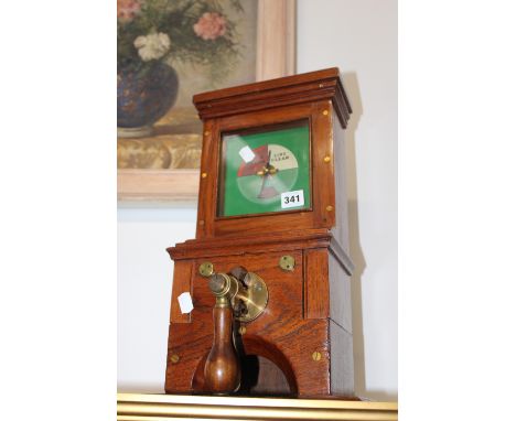 A VINTAGE TEAK CASED RAILWAY SIGNAL INDICATOR SWITCH