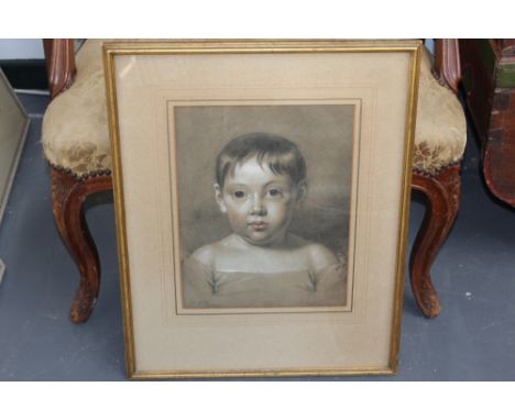 H.P.BONE. (ENGLISH EARLY 19TH.C..) PORTRAIT STUDY OF A CHILD. SIGNED AND DATED MARCH 4 1817. PASTEL. 34X26