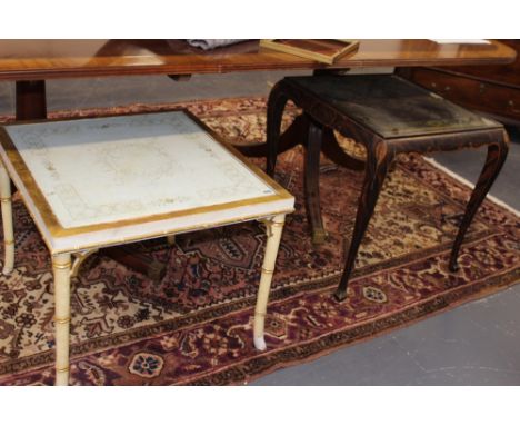 A FAUX BAMBOO REGENCY STYLE LAMP TABLE AND ANOTHER WITH GRAINED DECORATION