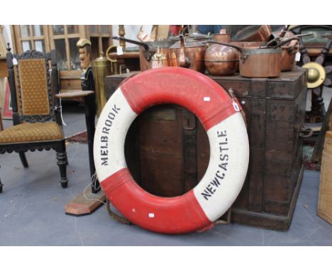 A VINTAGE LIFE RING FROM THE VESSEL MELBROOK OUT OF NEWCASTLE