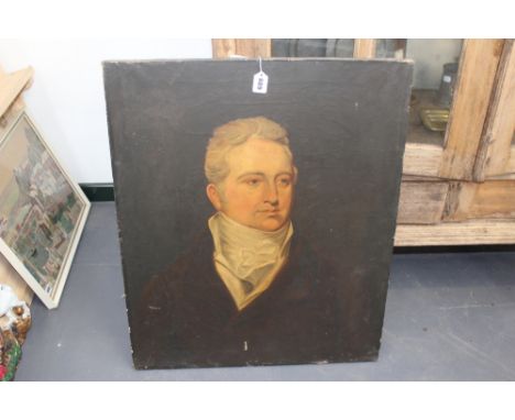 EARLY 19TH CENTURY ENGLISH SCHOOL. PORTRAIT OF A GENTLEMAN. OIL ON CANVAS. 76 X 63CM.