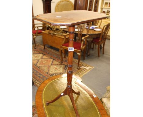 A REGNECY MAHOGANY AND BOXWOOD TRIPOD LAMP TABLE