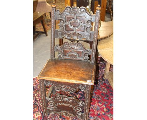 AN CONTINENTAL 18TH.C.CARVED WALNUT BACK STOOL