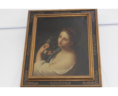 ITALIAN 18TH/19TH CENTURY SCHOOL. PORTRAIT OF FLORA. OIL ON CANVAS.