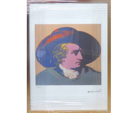 ANDY WARHOL 'Man in hat', lithograph, with Leo Castelli blue stamps verso, and George Israeli embossing lower left, from an e