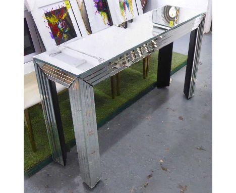 CONSOLE TABLE, French Art Deco inspired, mirrored finish. (with slight faults)