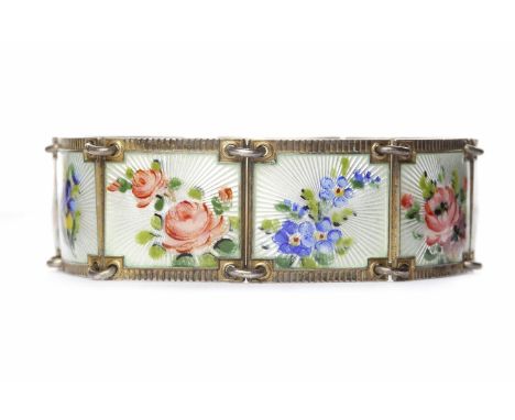 STERLING SILVER AND ENAMEL BRACELETfeaturing a flower motif, measuring approximately 18 centimetres, weighing approximately 1