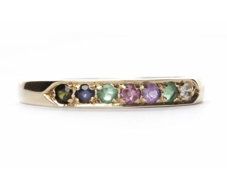 GEM SET HALF ETERNITY RINGset in nine carat gold, size R, approximately 1.7g