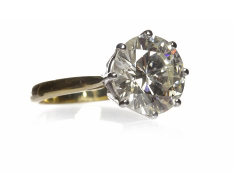 IMPRESSIVE DIAMOND SOLITAIRE RINGthe eight claw set round brilliant cut diamond of approximately 4.80 carats in platinum, on 
