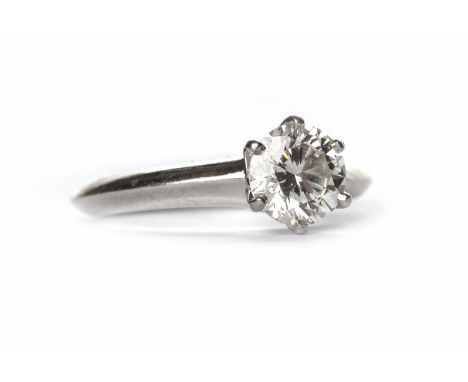 CERTIFICATED TIFFANY DIAMOND SOLITAIRE RINGthe six claw set round brilliant cut diamond of 1.04 carats on a platinum knife ed