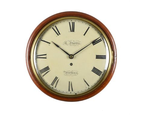 A REGENCY MAHOGANY FUSEE DIAL WALL TIMEPIECES. HARRIS, WORTHING, CIRCA 1825The four pillar single fusee movement with ogee-sh