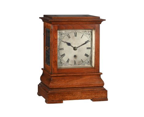 A LATE VICTORIAN/EDWARDIAN WALNUT FIVE-GLASS MANTEL TIMEPIECEUNSIGNED, CIRCA 1900The four columnar pillar single chain fusee 