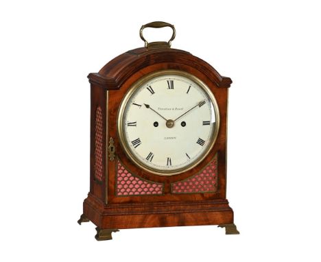 A GEORGE III BRASS MOUNTED MAHOGANY BRACKET CLOCK WITH TRIP-HOUR REPEATTHE DIAL BEARING INSCRIPTION FOR THWAITES AND REED, LO