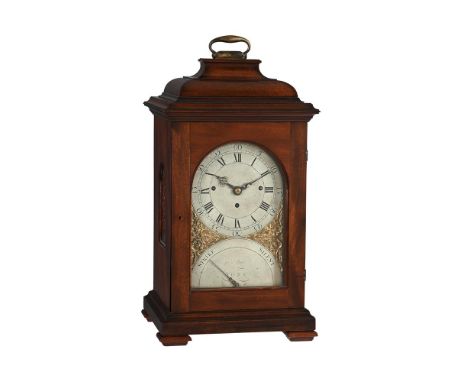 A FINE GEORGE III MAHOGANY QUARTER CHIMING TABLE CLOCK IN THE MANNER OF HENRY HINDLEYJOHN AGAR, YORK, CIRCA 1770The six disti