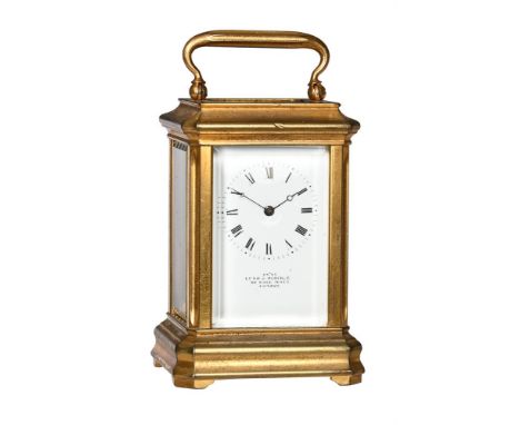 Lot - A SWISS POLISHED BRASS CARRIAGE CLOCK WITH ALARM, MOVEMENT BY MATTHEW  NORMAN, NUMBERED 1754, ELEVEN JEWELS, 20TH CENTURY