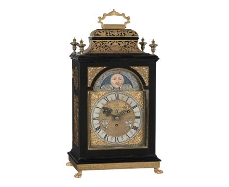 Y A FINE DUTCH BRASS MOUNTED EBONY GRANDE-SONNERIE STRIKING TABLE CLOCK WITH MOONPHASE AND CALENDARJACOB HASIUS, AMSTERDAM, C