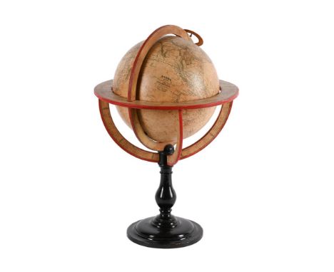 A FRENCH LOUIS PHILIPPE EIGHT-AND-A-HALF INCH TERRESTRIAL LIBRARY TABLE GLOBEFELIX DELAMARCHE, PARIS, CIRCA 1838The sphere ap