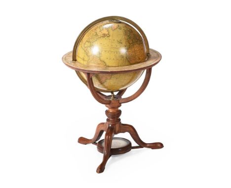 A WILLIAM IV TWELVE-INCH TERRESTRIAL LIBRARY TABLE GLOBEJ. ADDISON AND COMPANY, LONDON, CIRCA 1835The sphere applied with two