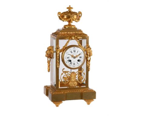 A FINE FRENCH NAPOLEON IIII GILT BRASS FOUR-GLASS MANTEL CLOCK IN THE LOUIS XVI TASTEDELAFONTAINE, PARIS, CIRCA 1860The circu