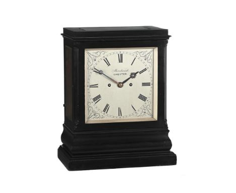 AN EARLY VICTORIAN EBONISED FIVE-GLASS MANTEL CLOCKMORELAND, CHESTER, CIRCA 1840The substantial six knopped pillar twin chain