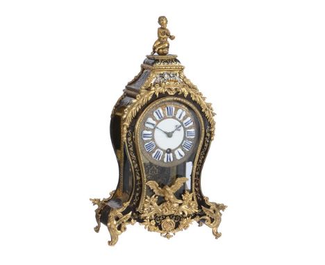 Y A FRENCH LOUIS XV GILT BRASS MOUNTED SMALL BOULLE BRACKET TIMEPIECE WITH SILENT PULL QUARTER-REPEATANTOINE THIOUT, PARIS MI