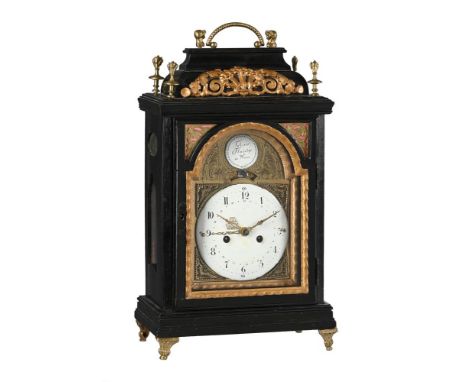 AN AUSTRIAN EBONISED SMALL TABLE CLOCK WITH CONCENTRIC CALENDAR AND TRIP-HOUR REPEATTOBIAS FLASCHGE, VIENNA, LATE 18th CENTUR