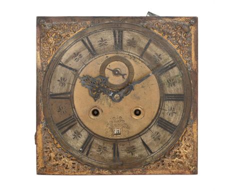 A WILLIAM III MONTH DURATION LONGCASE CLOCK MOVEMENT AND DIALGEORGE ETHERINGTON, LONDON, CIRCA 1695-1700The six finned pillar