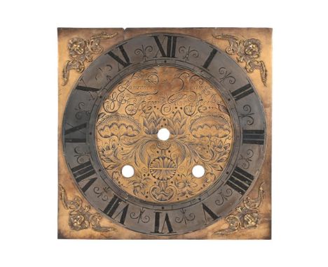 A FINE CHARLES II GILT BRASS TEN-AND-A-QUARTER-INCH LONGCASE CLOCK DIAL FOR A KEY-WOUND CLOCKLAWRENCE DEBNAM, FROME, CIRCA 16