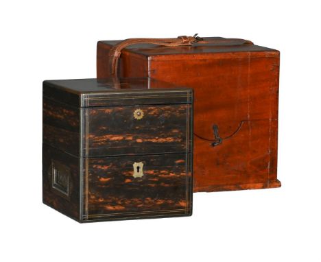 Y A VICTORIAN BRASS INLAID COROMANDEL CHRONOMETER BOXANOMYMOUS, THIRD QUARTER OF THE 19th CENTURYOf three-tier construction w