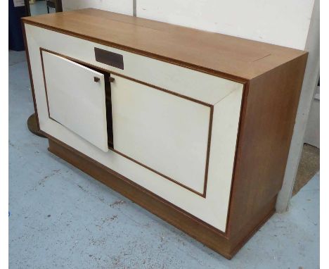 ARCHER &amp; SMITH MEDIA CONSOLE, bespoke made, with vellum fronted doors enclosing single shallow shelf, 157.5cm x 96cm H x 