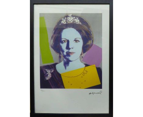 ANDY WARHOL 'Queen Beatrix of Netherlands', lithograph, from Leo Castelli gallery, stamped on reverse, edited by G. Israel on