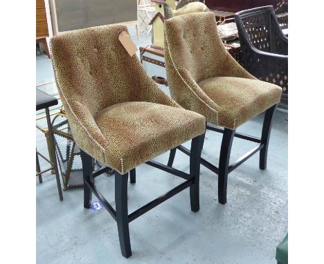 BAR STOOLS, a pair, in leopard print chenille, with studded detail, each 56cm W x 104cm H.