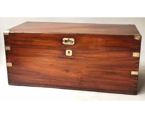 TRUNK, Hong Kong export, camphorwood and brass bound, with rising lid and carrying handles, 45cm D x 95cm W x 45cm H.