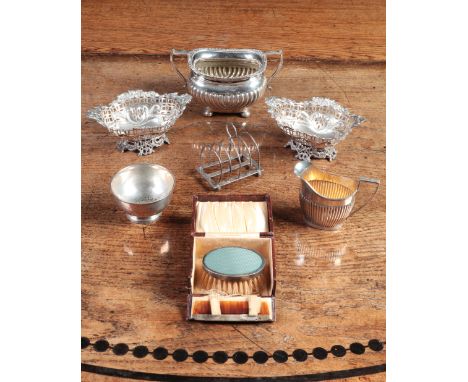A PAIR OF VICTORIAN SILVER OVAL BON BON DISHESmaker's marks rubbed, London 1894, with pierced floral capped sides and face ma