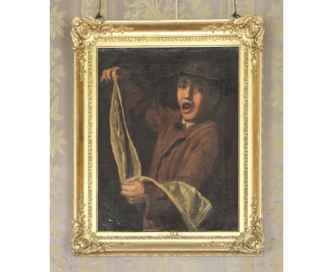 MANNER OF GIACOMO ANTONIO MELCHIORRE CERUTI, KNOWN AS 'IL PITOCCHETTO' (1698-1767) A boy holding up a cloth sheet of music, o