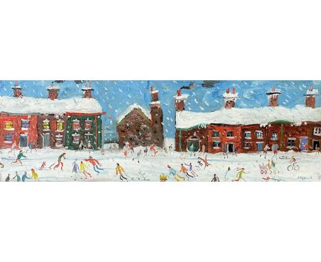 Simeon STAFFORD (1956) Winter Scene Oil on panel, signed, further signed to verso, 20 x 60.5cm.This unframed oil is in excell
