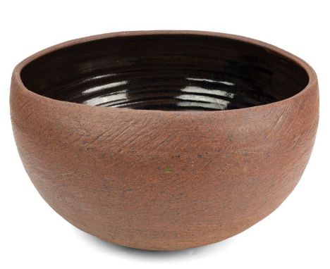 Janet LEACH (1918-1997) Bowl  A large and impressive stoneware bowl with a tenmoku glazed interiorImpressed personal and Leac