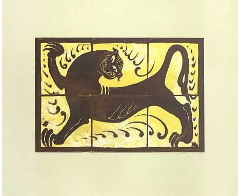 Bernard Howell LEACH (1887-1979) Lion Tile, 1974 LithographSigned and numbered 63/100 in pencilImage size 43 x 52cmPaper size