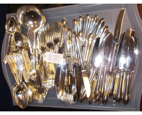 GEORGE V SILVER FLATWARE SERVICE maker George Edward &amp; Sons, Sheffield 1919, comprising twelve table forks, side forks, t