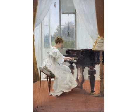 Albert Ludovici Jnr. (British 1852-1932): The Piano Recital, oil on panel signed 24cm x 16cmCondition Report:Good original co