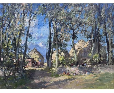 William Bradley Lamond (Scottish 1857-1924): The Stackyard, oil on canvas signed 34cm x 44cmCondition Report:Very good condit