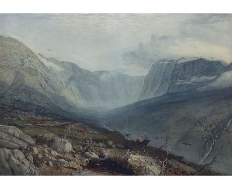 Vincent R Balfour Browne (British 1880-1963): Stag and Herd in the Glen, watercolour unsigned 50cm x 70cmCondition Report:Exc