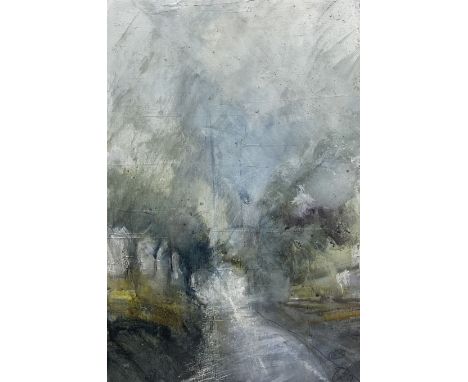 David Baumforth (British 1945-): 'Road to Wydale', mixed media on panel signed with monogram, titled verso 57cm x 38cmConditi