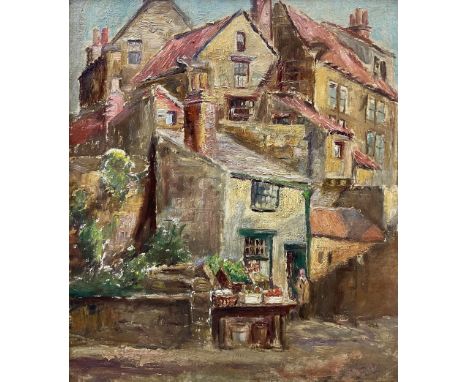 Owen Bowen (Staithes Group 1873-1967): 'Jennie Waites - The Village Greengrocer Robin Hood's Bay', oil on canvas board unsign